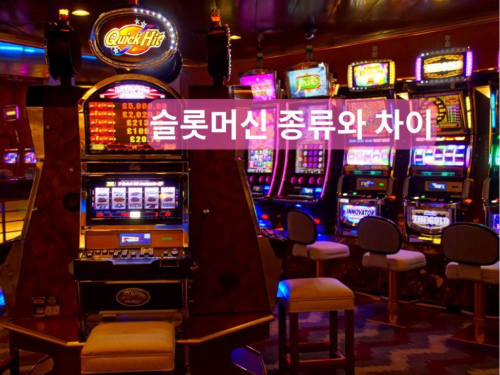 슬롯머신 종류를 보여주는 카지노 내부의 여러 슬롯머신